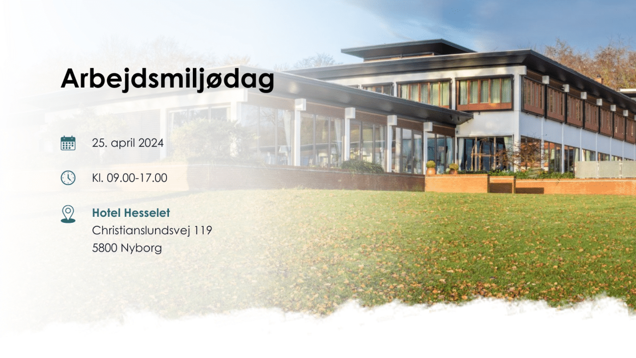 arbejdsmiljødag header med info Hotel Hesselet i Nyborg